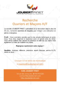 Recherche ouvriers et maçons H/F